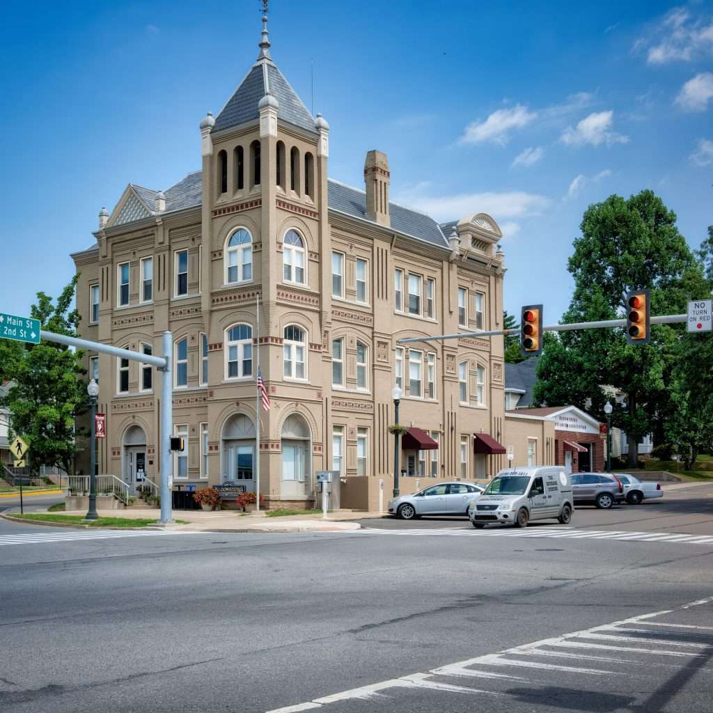 A shot of a tan building in Bloomsburg pa