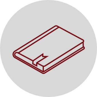 A circle icon with a book